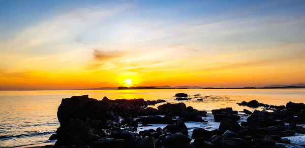 Scenic view of sea against sky during sunset