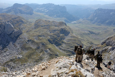 High angle view of people on mountain