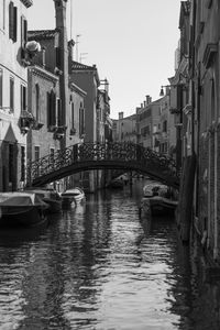 Bridge over canal amidst buildings in city