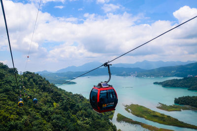 Overhead cable car over sea