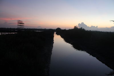 Scenic view of silhouette landscape against sky during sunset