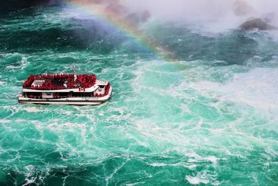 Boat sailing in sea