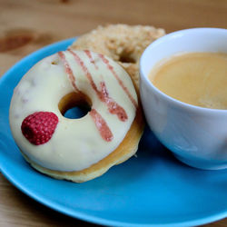 Close-up of breakfast served on table