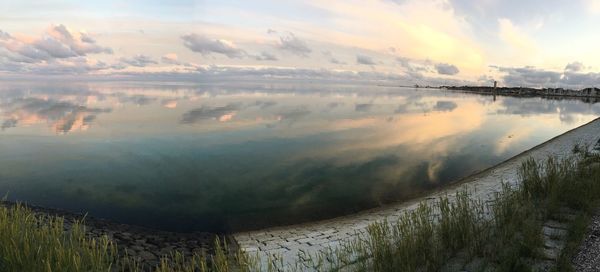 Scenic view of sea against sky during sunset