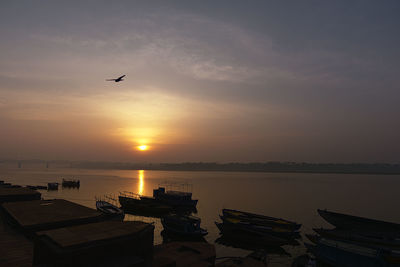 Scenic view of sunset over sea