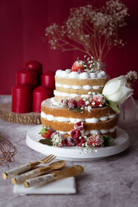 Close-up of cake on table