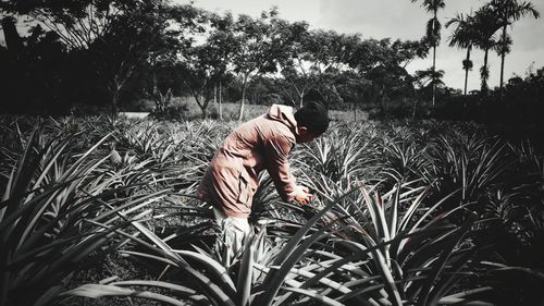 Man relaxing on field