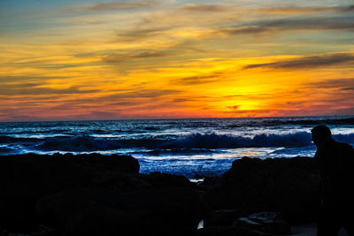 Scenic view of sea against sky during sunset