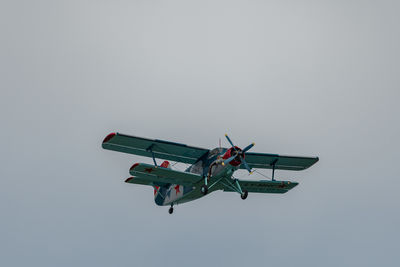 Saint gallen, switzerland, may 20, 2023 ly-mhc antonov an-2 double decker propeller airplane 