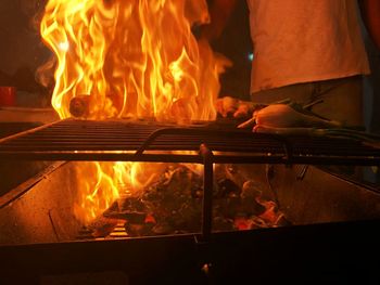 Close-up of bonfire at night