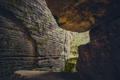 View of rock formation on wall
