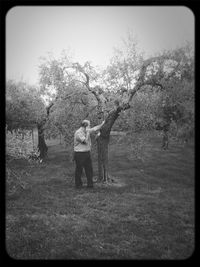 Woman standing on grassy field