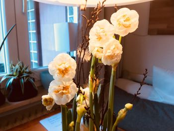 Close-up of white flower vase at home