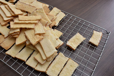 High angle view of breakfast on table