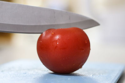 Close-up of strawberry on table