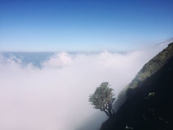 Scenic view of fog against sky