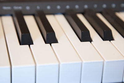 High angle view of piano keys