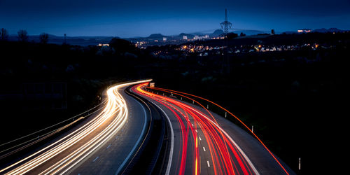 Light trails on highway at night