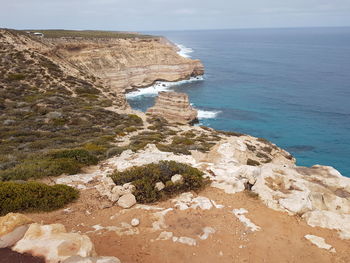 High angle view of beach against sky