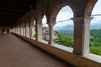 The portico of the church of san pietro in the center of leonessa, province of rieti, lazio