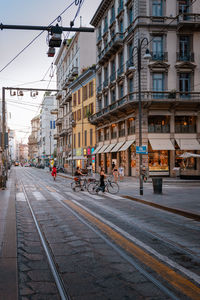 View of city street and buildings