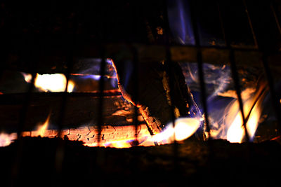Close-up of illuminated bonfire