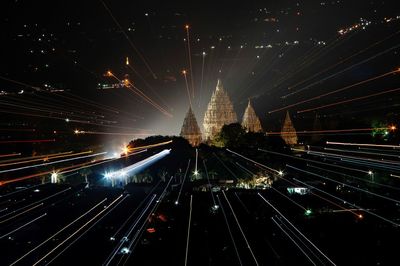 Illuminated buildings at night