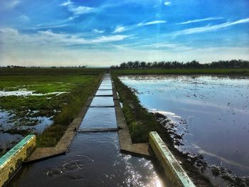 Scenic view of river against sky