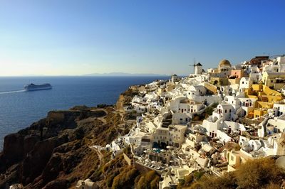 Townscape against sea