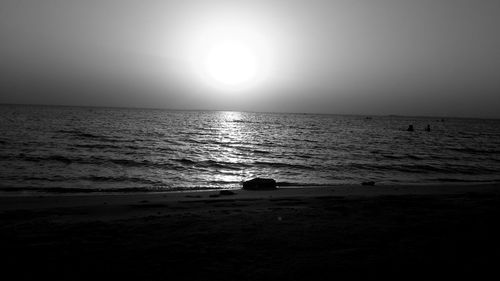 Scenic view of sea against clear sky during sunset