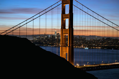 View of golden gate bridge suspension bridge in city