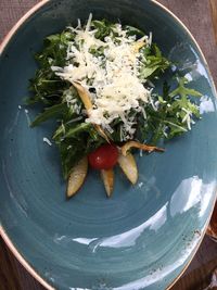 High angle view of salad in bowl