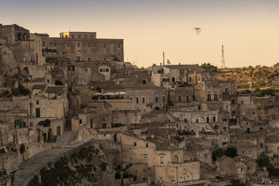 High angle view of buildings in city