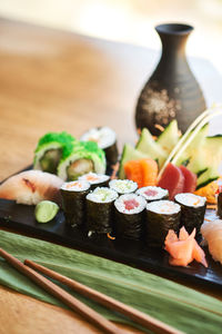 Close-up of sushi on table