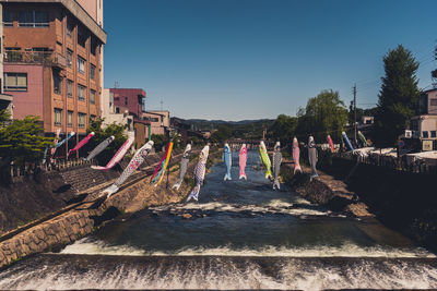 Panoramic view of city against clear sky