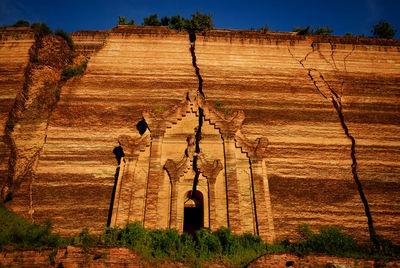 View of plants on rock formation