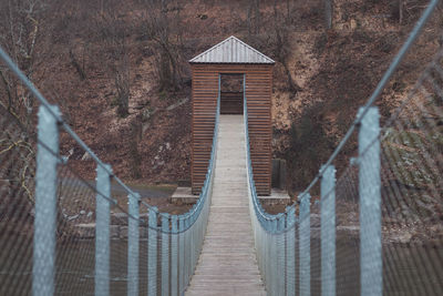 Low angle view of footbridge