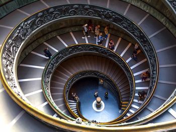 High angle view of spiral stairs