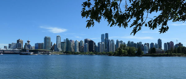 Panoramic view of buildings in city against sky