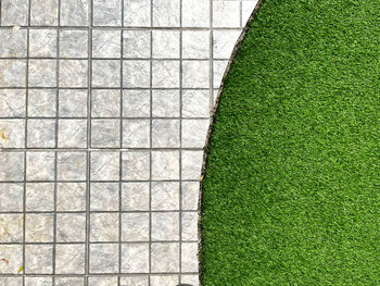 High angle view of tiled floor