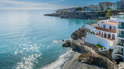 High angle view of sea against sky