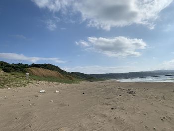 Scenic view of beach against sky