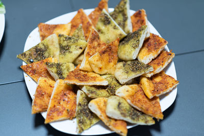 Arabic traditional food manakish with zaatar. pita zatar