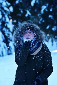 Close-up of a person on snow