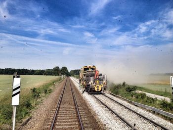 Railroad track at sunset