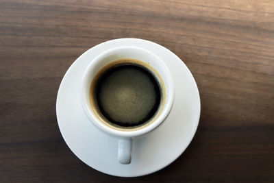 High angle view of coffee on table