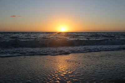 Scenic view of sea against sky during sunset