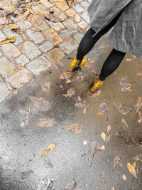 Woman walking on street