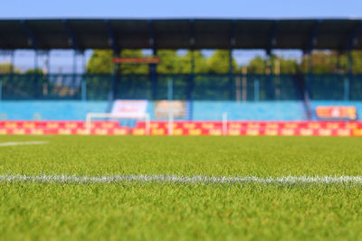 Close-up of soccer field