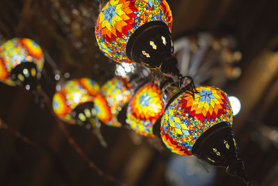 Turkey market with many traditional colorful turkish handmade lamps. popular souvenirs from turkey